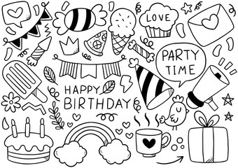 0013 hand drawn party doodle happy birthday