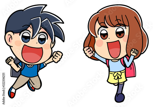 かわいい イラスト 小学校 小学生 男女 ランドセル Animation Wall Mural Animati はしもとあやね えな屋