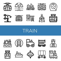 train simple icons set