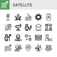 satellite simple icons set