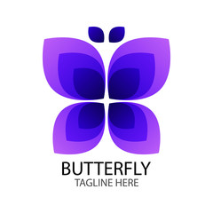 a simple symmetrical purple butterfly logo, for a company logo or symbol