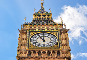 Big Ben tower clock in London, UK - obrazy, fototapety, plakaty