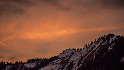 Mountain Range in French Alps during sunset
