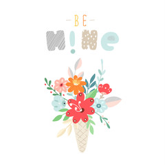 Vector illustration for children. Motivational text. Kid design for t-shirt, card, prints.