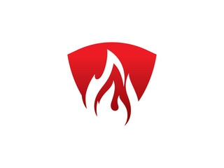 Fire shield logo template design, icon, symbol