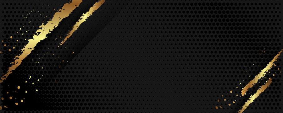 Abstract art gold design black background universal dressing luminous shiny color golden