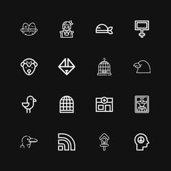 Editable 16 bird icons for web and mobile