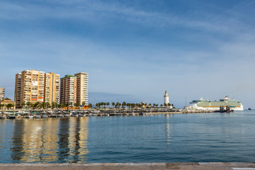 Malaga Lighthouse And Harbor - Andalusia, Spain