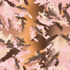 Desert camouflage of various shades of pink, orange, brown and grey colors