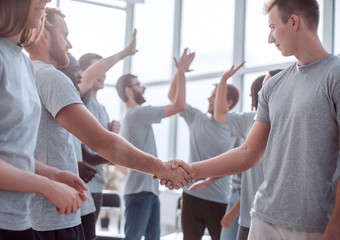 Obraz premium leaders of the two teams greet each other