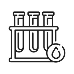 Blood in test tube black line icon. Medical and scientific concept. Laboratory diagnostics. Pictogram for web, mobile app, promo. UI UX design element. Editable stroke.