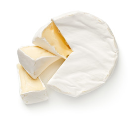 Camembert Cheese Isolated On White Background - obrazy, fototapety, plakaty