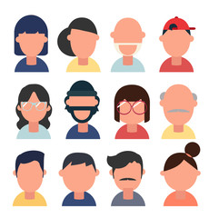 Male and female faces Flat avatar collection