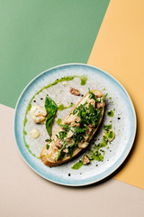 Delicious Bruschetta. Traditional italian cuisine appetizer. Food and menu concept.