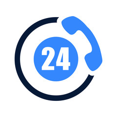 Customer support. calling help, 24 hours active, helpline Icon