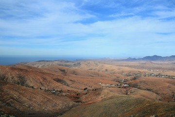 Picturesque landscape of the south-western part of Fuerteventura. Fuerteventura mountains. Wild areas of Fuerteventura, Canary Islands, Spain, Europe