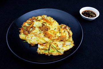Cuttlefish, zucchini, spring onion and carrot pancake
