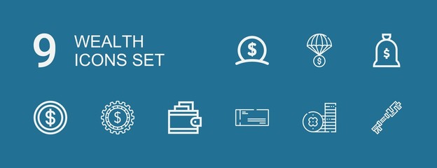 Editable 9 wealth icons for web and mobile