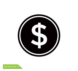 Coin dollar icon vector logo template