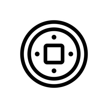 recommend clip art: Coin China icon vector. Thin line sign. Isolated contour symbol illustration