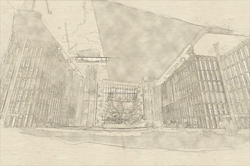 Sketch of  stavros niarchos foundation cultural center park