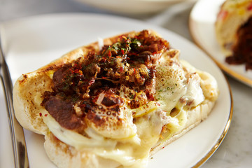 Grilled meat and cheese sandwich 