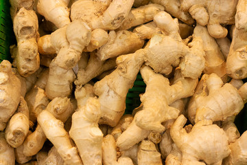 Ginger, fresh crop, sold in a supermarket
