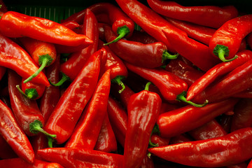 Red pepper Ramiro, fresh harvest, sold in the supermarket