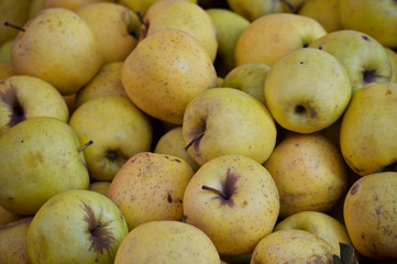 Vegetables and fruits at the markets including apples