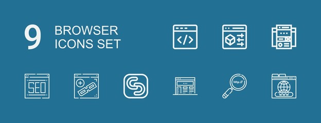 Editable 9 browser icons for web and mobile