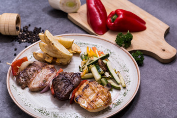 grilled meat with vegetables