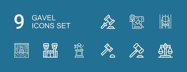 Editable 9 gavel icons for web and mobile