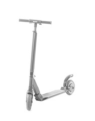 Modern kick scooter on white background