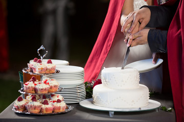Wedding cake on table
