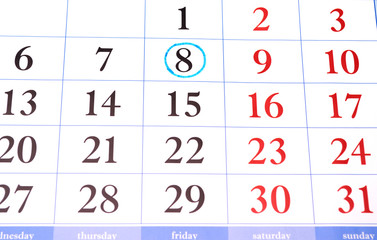 the date in the blue circle in the calendar
