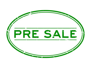 Grunge green pre sale word oval rubber seal stamp on white background