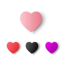 Valentine heart symbol. Vector heart icon color pink, red, black, magenta design.