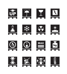 Packaging symbols on pallets – vector illustration