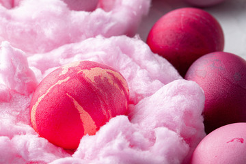 Just painted colorful Easter eggs in a nest