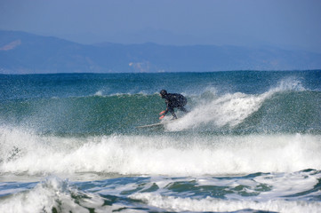Koreans Enjoy Surfing on Feb. 9, 2020 at the Yonghan-ri Beach in Heunghae-eup, Pohansi, South Korea.