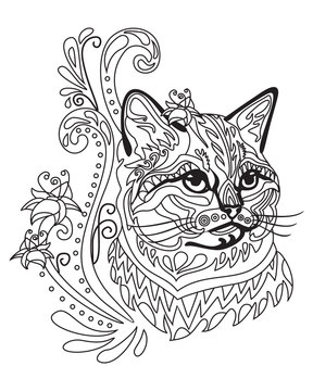 Coloring antistress cat 8