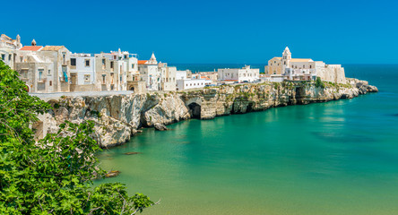 Fototapeta na wymiar The beautiful waterfront of Vieste, Province of Foggia, Puglia (Apulia), Italy.