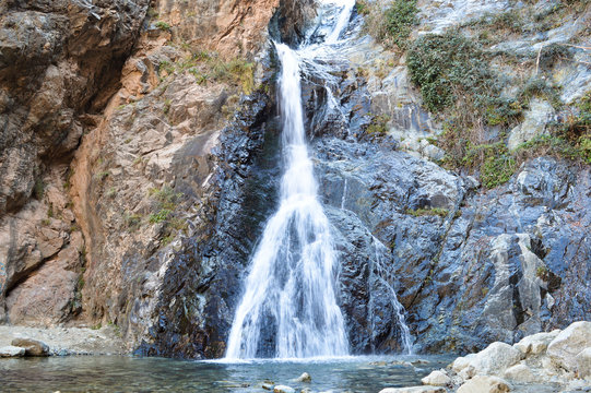 Beautiful waterfalls and pond on the hike in Ourika Valley Morocco