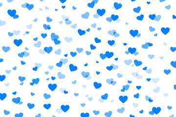 Abstract background with blue hearts on white for valentines day. Romantic pattern for Valentine's day.