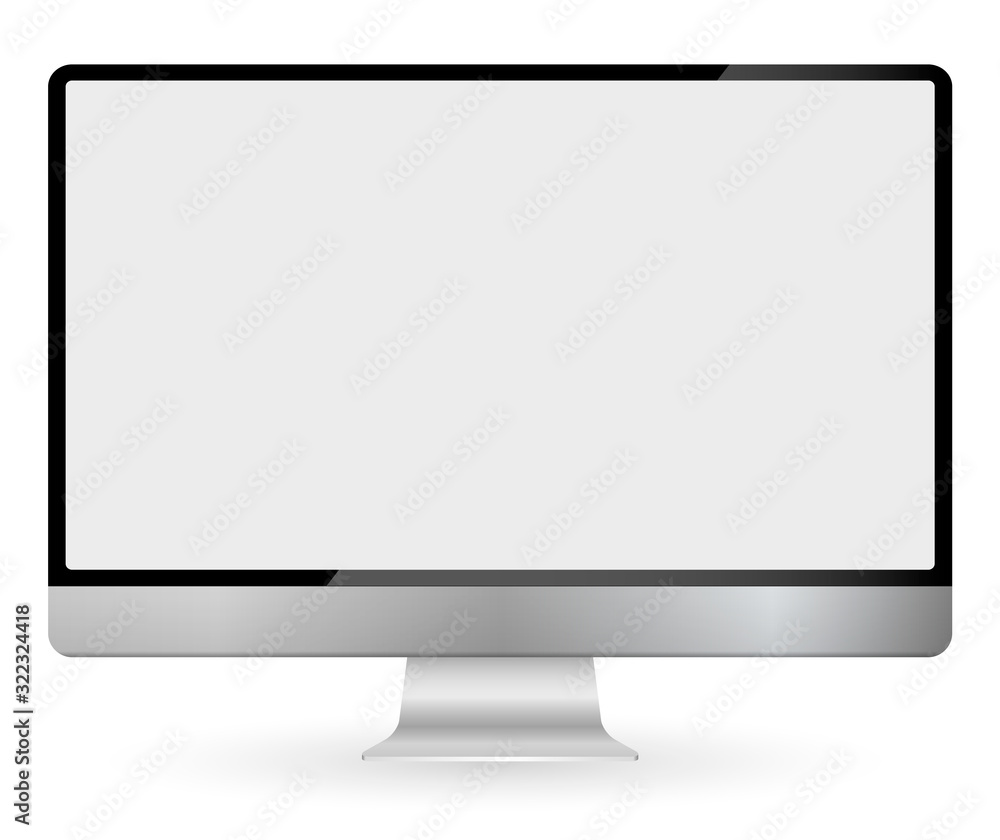 Poster Realistic computer monitor isolated on transparent background. Vector mockup. Vector illustration.