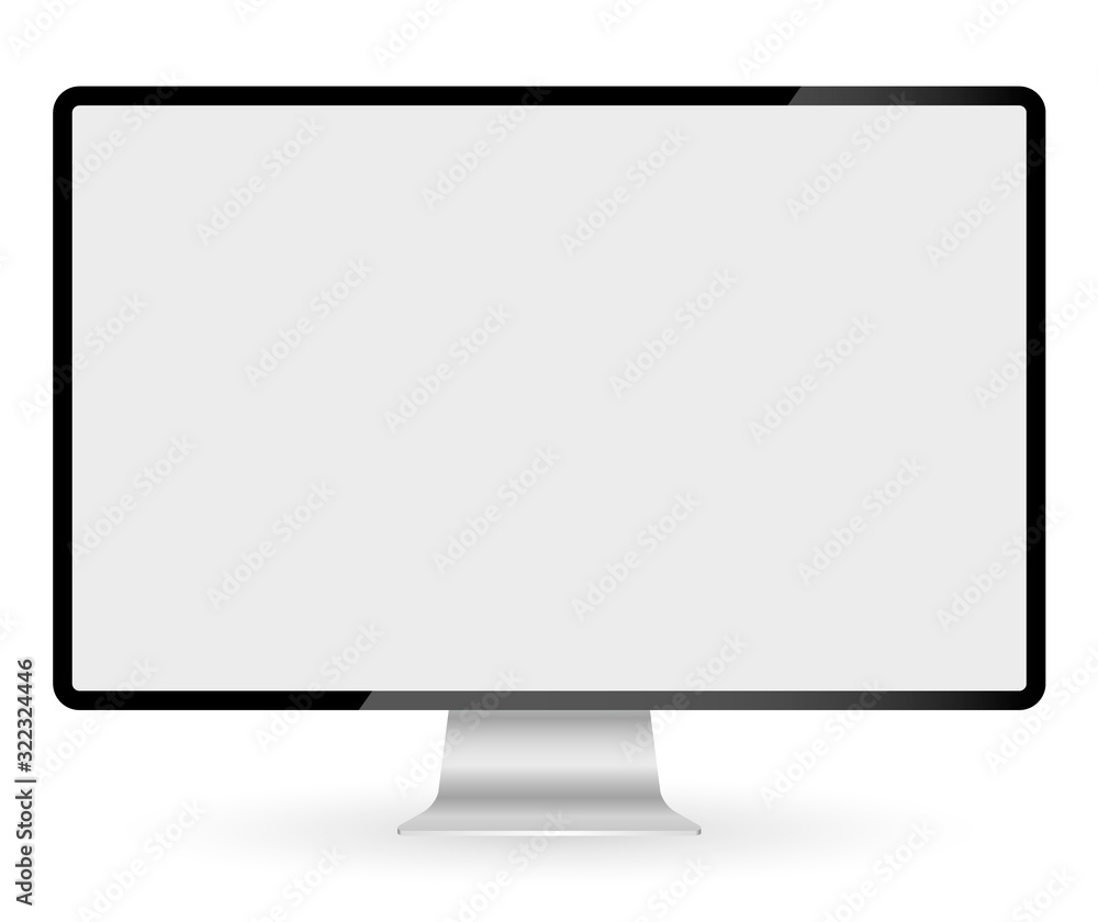 Poster Realistic computer monitor isolated on transparent background. Vector mockup. Vector illustration.