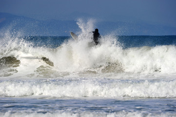 Koreans Enjoy Surfing on Feb. 9, 2020 at the Yonghan-ri Beach in Heunghae-eup, Pohansi, South Korea.