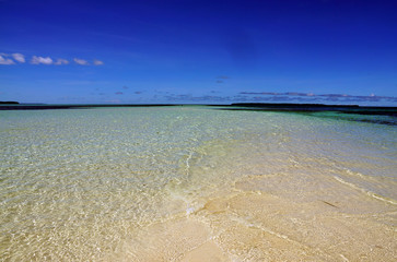 sandy shore of urep island (pulau urep) in biak - indonesia