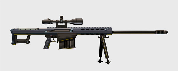 side view modern sniper rifle - obrazy, fototapety, plakaty