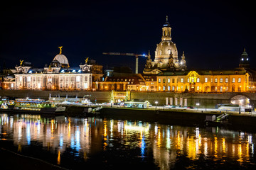 Evening view to cityscape of Dresden, Saxony, Germany. November 2019